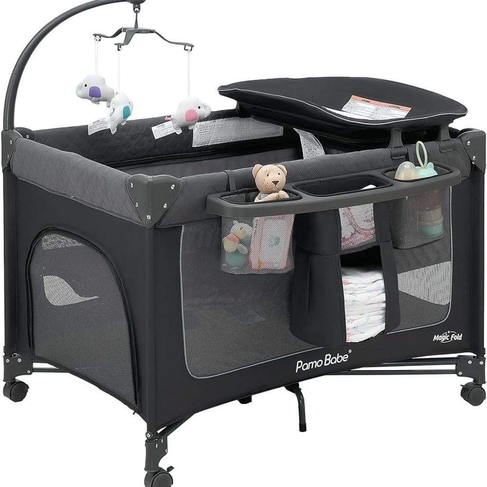 Pamo Babe 3 in 1 Baby Playard P003AM, includes waterproof mats and sheets